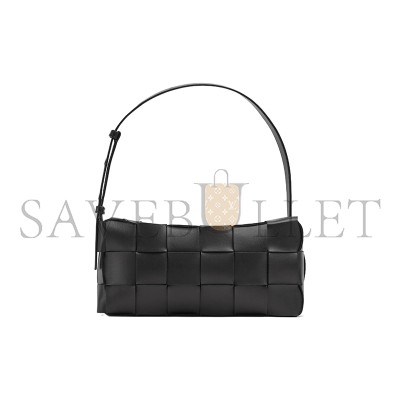 BOTTEGA VENETA BRICK CASSETTE 18-CHECK GOLD-FINISH INTRECCIO ZIPPER LEATHER 709360VMAY18425 (28*14*10cm)